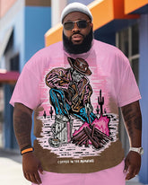Men's Personalized Skull Farmer Color Big & Tall Contrasting Shorts Printed Short-Sleeved Set